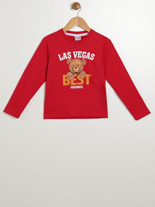 Camiseta Manga Longa Infantil Para Menino - VERMELHO