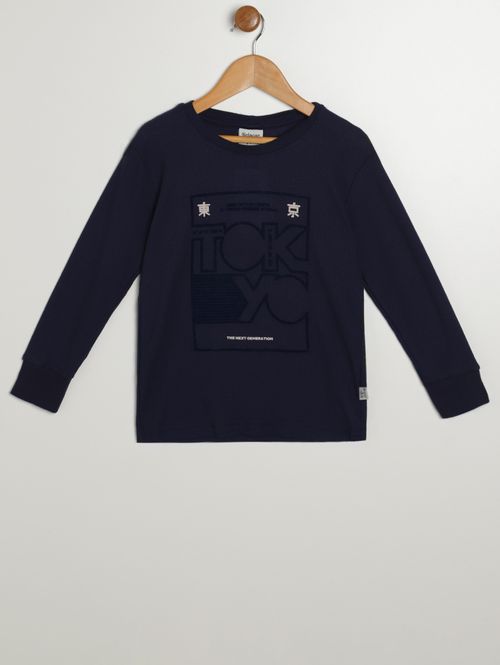 Camiseta Manga Longa Infantil Para Menino - MARINHO