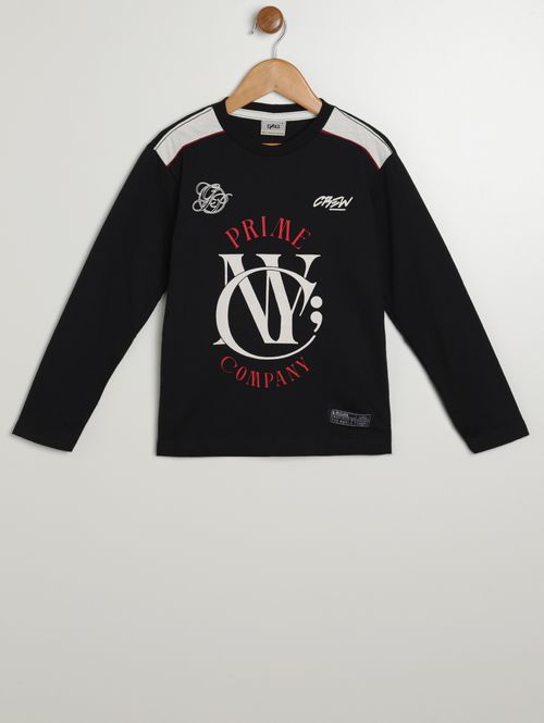 Camiseta Manga Longa Infantil Para Menino - PRETO