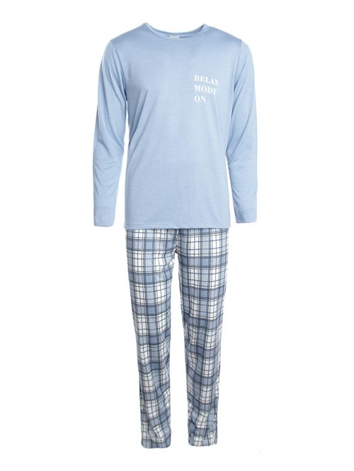 Pijama Longo Xadrez Masculino AZUL CLARO