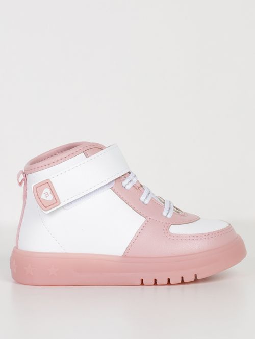 Tênis Cano Alto Molekinha Infantil Para Menina - BRANCO/ROSA CLARO
