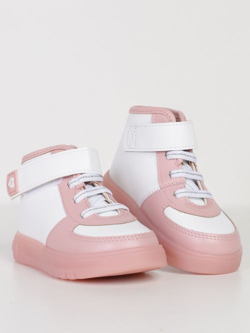 Tênis Cano Alto Molekinha Infantil Para Menina - BRANCO/ROSA CLARO