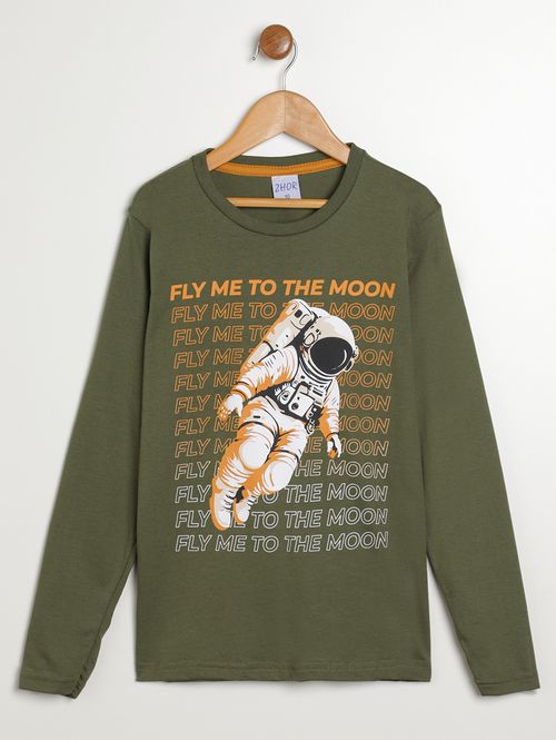 Camiseta Manga Longa Juvenil Para Menino - VERDE