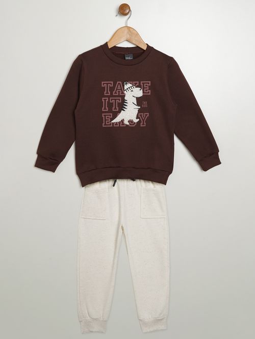 Conjunto Longo Estampado Infantil Para Menino- MARROM