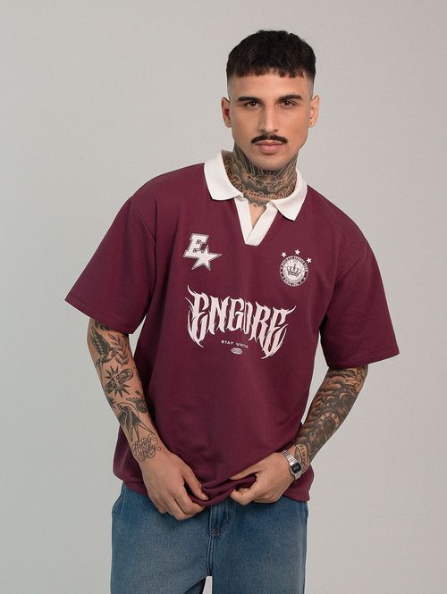 Camiseta polo oversized estampa encore
