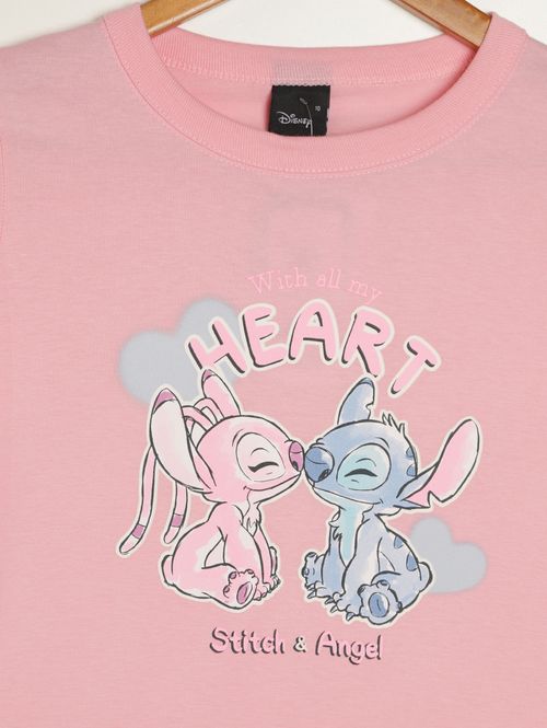 Pijama Longo Stitch Juvenil Para Menina- ROSA