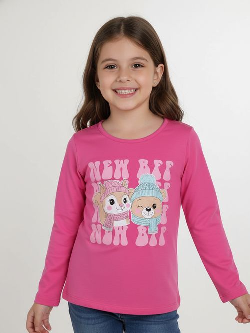 Blusa Manga Longa Infantil Para Menina- PINK