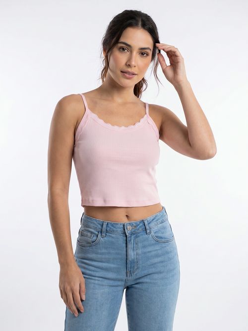 Blusa Cropped  Feminina ROSA CLARO