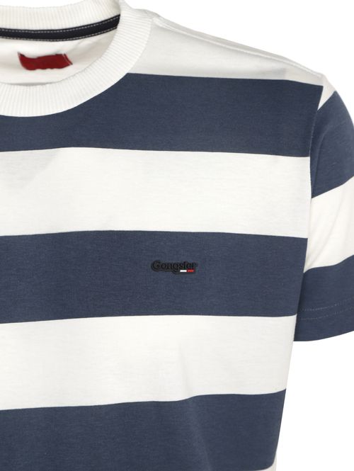 Camiseta Manga Curta Listrada Masculina AZUL