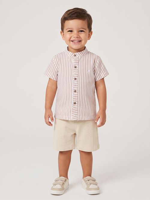 Conjunto Curto Infantil Para Menino - BEGE