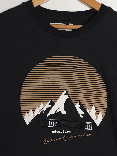 Camiseta Manga Longa Infantil Para Menino- PRETO
