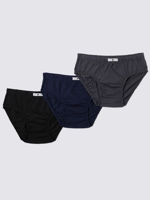 Kit Com 03 Cuecas Slip Masculinas Cinza/Azul/Preto