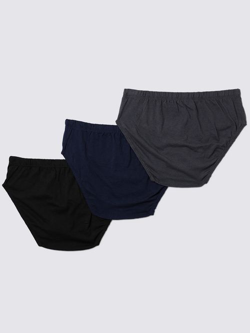 Kit Com 03 Cuecas Slip Masculinas Cinza/Azul/Preto