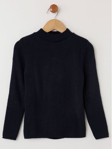 Blusão Básico Tricot Infantil Para Menino - Azul Marinho