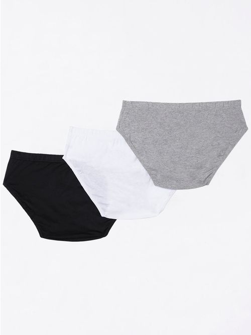 Kit Com 03 Cuecas Slip Masculinas Preto/Branco/Cinza