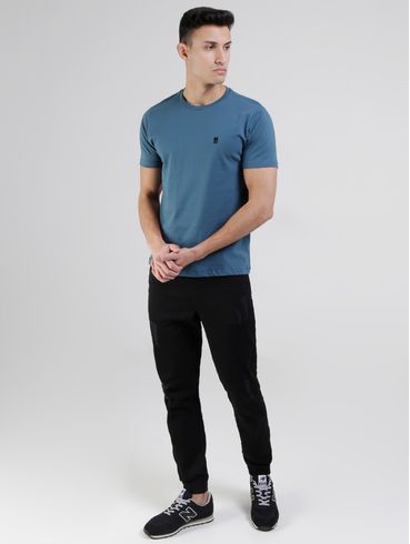 Camiseta Manga Curta No Stress Masculina Azul Escuro