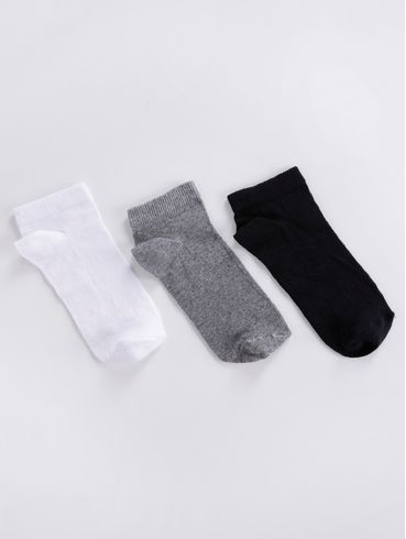 Kit com 03 Meias Trifil Feminina Branco/Preto/Cinza