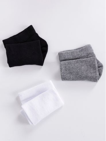 Kit com 03 Meias Trifil Feminina Branco/Preto/Cinza