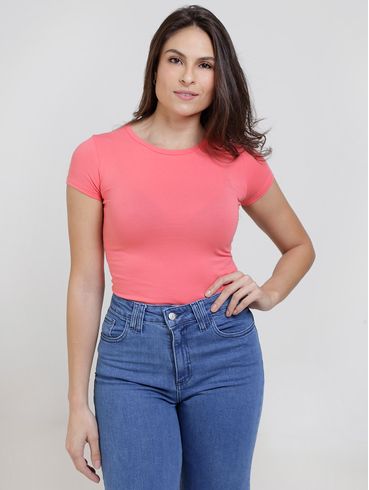 Blusa Manga Curta Autentique Feminina Salmão
