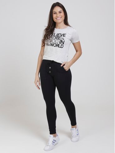 Blusa Manga Curta Feminina Cinza