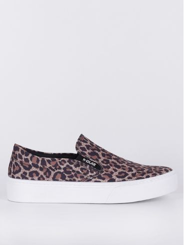 Slip On Animal Print Quiz Feminino Marrom/Bege