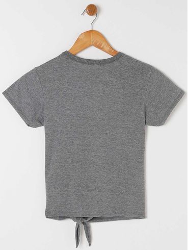 Blusa Manga Curta com Amarração Juvenil Feminino - Chumbo