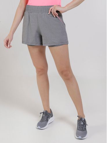 Short Esportivo Feminino Cinza