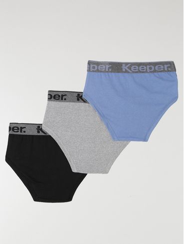 Kit com 03 Cuecas Slip Masculinas Preto/Azul/Cinza