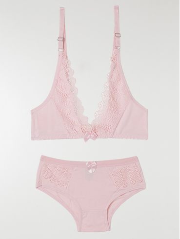 Conjunto de Lingerie Juvenil Para Menina - Rosa