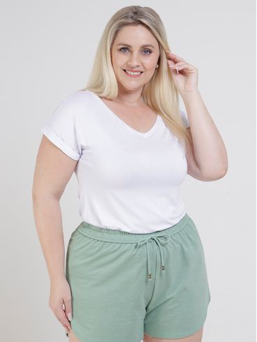 Blusa Manga Curta Autentique Plus Size Feminina Branco