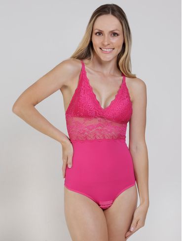 Body com Renda Feminino Rosa Pink