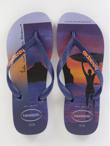 Chinelo Havaianas Hype Masculino Azul Marinho/Laranja