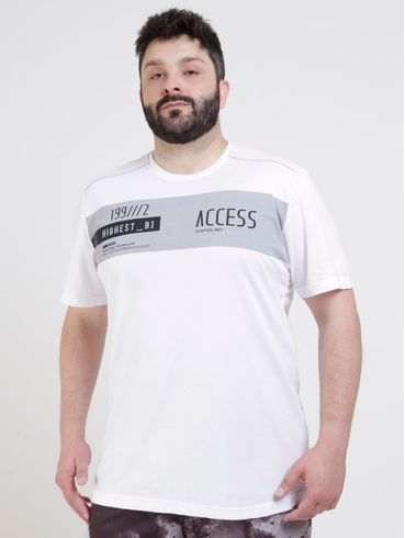 Camiseta Manga Curta Plus Size Masculina Branco