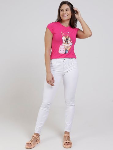 Blusa Manga Curta Feminina Rosa Pink