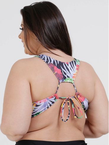 Biquíni Top Com Bojo Plus Size Feminino Preto/Multicolorido