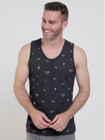 Camiseta Regata Estampada Masculina Preto