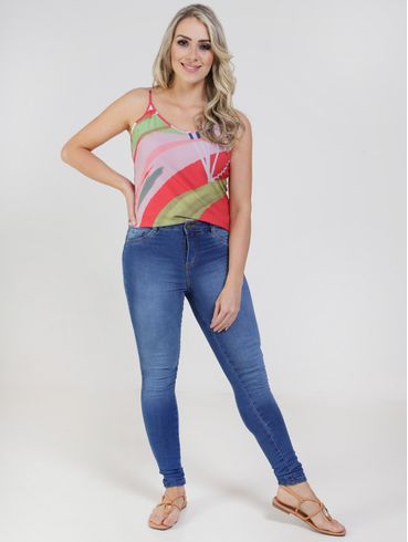 Blusa Regata Cativa Feminina Vermelho/Verde