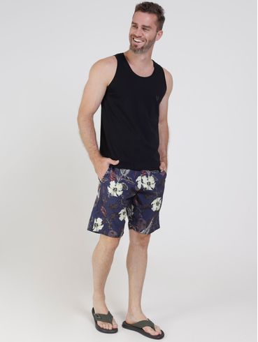 Bermuda Floral Surf  Masculina Azul Marinho