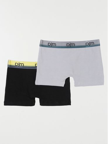 Kit com 02 Cuecas Juvenil para Menino - Preto/Prata