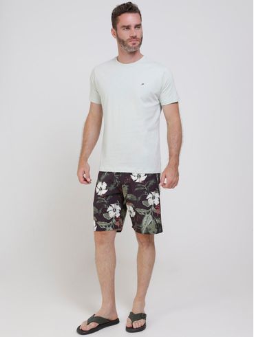 Bermuda Floral Surf  Masculina Preto