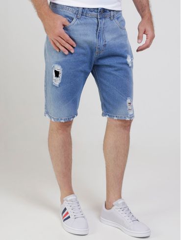 Bermuda Jeans Destroyed Occy Masculina Azul