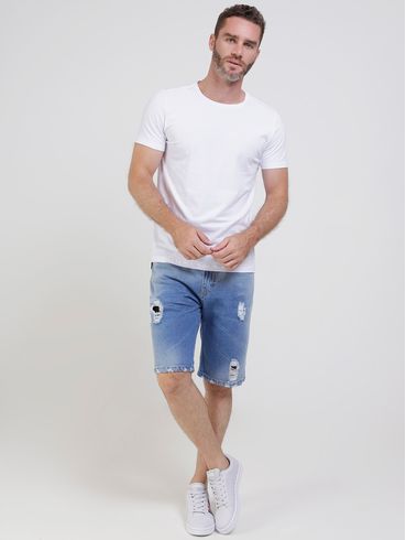 Bermuda Jeans Destroyed Occy Masculina Azul