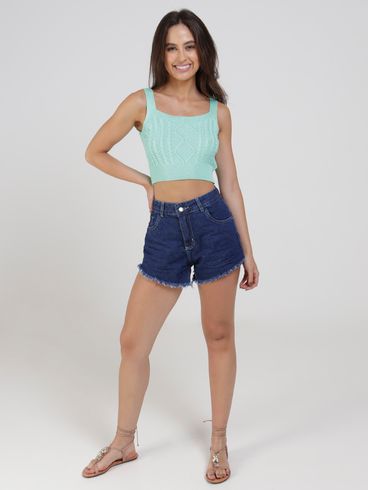 Top Cropped Tricot Feminino Verde