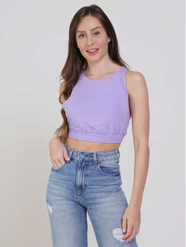 Top Cropped Autentique Feminino Lilás