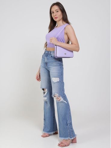 Top Cropped Autentique Feminino Lilás