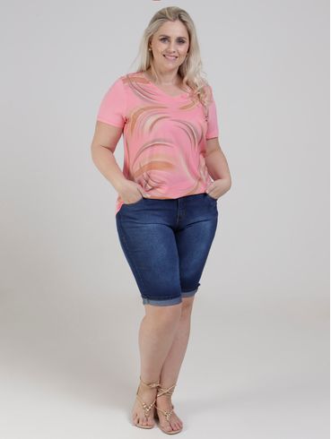Bermuda Jeans Plus Size Feminina Azul