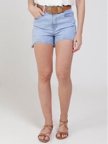 Short Jeans com Cinto Feminino Azul
