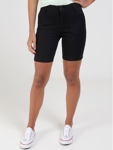 Bermuda Sarja Bivik Feminina Preto