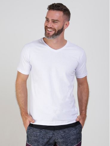 Kit 02 Camisetas Básicas Gola V Elétron Masculinas Preto/Branco