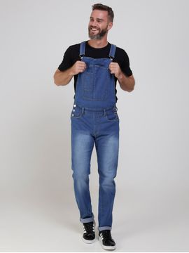 Macacão Jardineira Jeans Masculino Azul